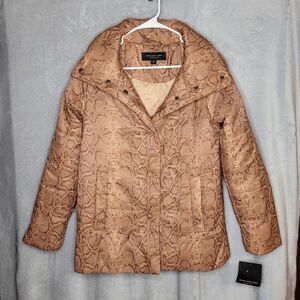 NEW Marc New York Andrew Marc caramel Python Print puffer jacket XS coat